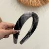 Nueva Banda para el Cabello de Tela de Lana Patrón de Cuadros Grandes Banda para el Cabello Cuadros de Alto Sentido Banda para el Cabello Simple Elegante Banda para el Cabello para Lavado de Cara de Mujer
