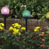 Lámpara Solar de Plástico de Doble Función, Bola de Cristal Agrietado Personalizada de 6 cm, Lámpara de Césped con Enchufe al Suelo, Luz Impermeable para Jardín Exterior