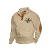 Amazon Best-Selling Transfronterizo Otoño e Invierno Talla Europea Hombre Casual al Aire Libre Cuello Alto Imitación Manga Larga Estampado Sudadera con Tres Botones