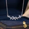 Collar de Plata de Ley 925 Mariposa Moda Femenina Versátil Flor de Zirconia Cadena para Clavícula Estilo Ins Colgante de Trébol de Cuatro Hojas de la Suerte