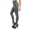 Pantalones Populares de Bolsillo con Solapa para Compras por Televisión Europeas y Americanas Corsé Forrado de Polar Leggings de Imitación de Mezclilla sin Costuras de Nueve Puntos para Usar como Ropa Exterior para Mujeres en Otoño e Invierno Ajustados