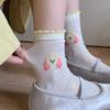 Nuevos calcetines de malla para primavera y verano de tubo puro de viento para mujer calcetines finos de rizo de viento coreano calcetines de dibujos animados Zhuji venta al por mayor