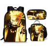 Set de Mochila Escolar de Tres Piezas de Naruto Transfronterizo para Estudiantes de Primaria y Secundaria, Mochila Infantil, Bolso de Hombro