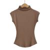917-23 Camiseta sin mangas con cuello alto y cintura alta para chica sexy, diseño europeo y americano, Pure Wish