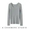 Nuevo suéter de punto de manga larga para otoño e invierno, elegante estilo coreano para mujer, 100% cachemira pura, tejido ajustado