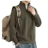 Sudadera simple y versátil para hombre con cuello alto y media cremallera, nuevo estilo de otoño, prenda interior casual suelta y texturizada de color sólido pesado