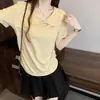 2026 Verão Novo Estilo Tamanho Plus Size Feminino Doce Redutor de Idade Design Laço Gola Redonda Manga Curta Camiseta Top