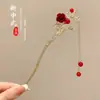 Horquilla de Pelo con Borla Floral, Nuevo Estilo Chino, Estilo Antiguo, Horquilla de Gama Alta de Nicho, Horquilla de Madera, Hanfu, Cheongsam, Accesorio para el Cabello para Mujeres