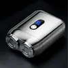 Afeitadora Eléctrica Recargable Magnética de Doble Cabezal y Dos Cuchillas Portátil Transfronteriza para Hombres, Lavable en Todo el Cuerpo, Super Limpia