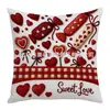 Dulce de corazón, letra de caramelo, carta con ambiente del Día de San Valentín, impresión 2D, anti-bordado, decoración de funda de almohada para sofá de sala de estar