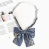 Accesorios para Camisa de Golpe Libre de Personas Estilo Japonés Corbata Azul Estilo Académico jk Patrón Perezoso Vestido Académico Lazo de Corbata Mano de Mujer dk