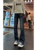 Jeans Masculino Padrão Raio Bigodes de Gato Azul Retrô Calças com Vibe High Street Americana Corte Limpo Frescas e Estilosas Calças Levemente Flare