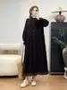 Moda Otoño 2026 Estilo Japonés Vestido de Encaje con Cuello Plisado y Mangas Largas Vestido Casual Suelto de Longitud Media para Mujer