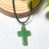 Pingente de cruz de cristal natural transfronteiriço moda europeia e americana comércio exterior acessórios de joias diy corda de couro corrente para clavícula atacado
