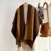 Bufanda de cachemira para mujer, engrosada para abrigar en otoño e invierno, color liso, ligera y lujosa, chal de lana de doble cara de alta gama, nuevo estilo 2026