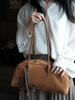 2026 Bolsa Boston Feminina de Couro Genuíno Bolsa de Bowling Bolsa de Ombro Couro Fosco Camurça Grande Capacidade Bolsa Almofada Nova para o Outono
