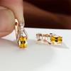 Pendientes de botón Shein transfronterizos nuevos de cristal de granate ovalado color oro champán para mujer, pendientes de temperamento, joyería simple y de moda