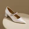 Sapatos Mary Jane Quadrados Retrô para Mulheres, Novo Estilo de Verão 2026, Boca Rasa, Tira Única, Sola Lisa, Salto Grosso, Bico Fino Sapatos Femininos