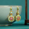 Nuevos pendientes de cheongsam vintage elegantes de estilo étnico chino para mujer, chapados en oro y esmaltados Xiangyun, accesorios para pendientes.