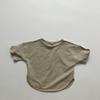 Camiseta de manga corta para niños, estilo coreano, retro, de algodón flameado, estilo Mori, cuello redondo, para niños y niñas.