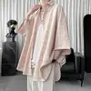 Camisa xadrez de manga curta para homens, estilo fino de verão, estilo Hong Kong, corte solto, mangas três quartos, elegante e sofisticada, jaqueta camisa de seda gelada, moderna