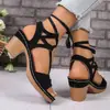 Zapatos Casuales de Tacón Alto Huecos con Punta Abierta 2026 Verano Nueva Moda Sandalias de Moda con Tacón Grueso Zapatos de Suela Gruesa para Mujer Tallas Grandes