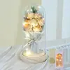 Presente de Dia dos Namorados Lanterna Caixa de Presente Flor Eterna Buquê de Flores Secas Flor de Sabão Rosa Flor Eterna Flor Artificial Ornamento de Aniversário