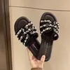 Sandalias de Estilo Chanel para Celebridades de Internet Mujeres 2026 Primavera Verano Nuevas Sandalias Planas Casuales Versátiles Perla Pantuflas Cómodas Mujeres