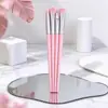 Set de 4 brochas de maquillaje rosas de mango largo Cerdas suaves Brocha de filo biselado para difuminar sombras de ojos Set de brochas de maquillaje para principiantes En stock al por mayor