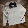 Camisa polo, suéter de punto con cuello, suéter de media cremallera a bloques de color para hombre y pareja, estilo old money, otoño e invierno, venta al por mayor de fábrica transfronteriza