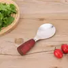 Cuchara para arroz de acero inoxidable con mango de madera, uso doméstico, diseño de pie, pala antiadherente para arroz, cuchara para servir arroz, cuchara para arrocera