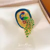 Anel Aberto Oval Peacock com Zircônia Banhado a Ouro Real 18K Anel de Dedo Indicador Vintage Novo Estilo Chinês Anel de Nicho