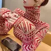 2023 novo popular de outono e inverno suéter interno feminino gola alta feminina cor contrastante moda moda camisa de base fundo do oceano top