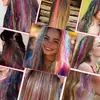 Al por mayor Trenza de Hilo Dorado Láser Colgante para Oreja Peluca Teñida Pinza BB Extensiones de Cabello Pieza Única Colorida Brillante Tinsel Peluca