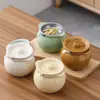 Tarro de Cerámica Casual para Manteca y Condimentos Caja de Almacenamiento de Cocina Aceite Sal Salsa Vinagre Tarro de Condimentos Reempacado Contenedor Sellado para el Hogar