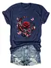 Amazon eBay Estación Independiente Moda Casual Temperamento Dama Rosa Roja Mariposa Luna Colorido Algodón Manga Corta Camiseta