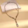 Estilo Minimalista Europeo y Americano Collar de Cadena Ovalada con Tachuelas de Diamante Moda Personalidad Simple Nicho Collar de Alta Gama