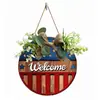 Guirnalda Redonda de Madera Transfronteriza Saludos de Bienvenida Listado Placa para Puerta de Interior y Exterior Arte de Pared Pintura Decorativa de Madera Colgante