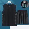 Traje Esportivo de Seda Gelada de Secagem Rápida Masculino Verão Camiseta Regata Shorts Fitness Corrida Fino Respirável Calças de Cinco Pontos Moderno