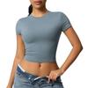 Cross-border dupla face nylon casual apertado secagem rápida pilates top yoga roupas manga curta corrida fitness esportes camiseta