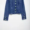 Jaqueta feminina banhada a ouro da marca Z, moda jeans popular transfronteiriça, estilo europeu e americano, abotoada, azul, outros estilos fofos ZA