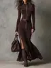 2025 En Stock Alta Calidad Cachemir Doble Cara Nueva Moda Otoñal Europea y Americana Elegante Cremallera Cuello Alto Chaqueta