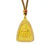 Collar de suéter con colgante de triángulo amarillo de la suerte chapado en oro estilo vintage con diamantes, similar a los que se encuentran en las joyerías