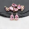 Pendientes de collar con colgante de anillo tipo gota exquisito chapado en oro real de 18 quilates, accesorios de joyería semiacabados