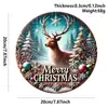 Decoração de placa de porta redonda de madeira de Natal, pingente de decoração de árvore de Natal para varanda externa, teca antiga Binxin