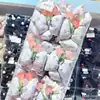 Lazo de Tela Morado Dulce con Estampado de Corazones, Goma Elástica Rosa para el Cabello de Niños con Cerezas