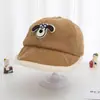 Chapéus de Lã Grossa de Aba Larga para Crianças Outono e Inverno Atacado Novo Estilo Bonés de Beisebol Unissex para Bebês Chapéus Quentes de Desenho Animado Coreano e Japonês