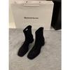 Botines Delgados de Tacón Alto y Punta Cuadrada para Mujer, Otoño e Invierno 2024, Botines de Tobillo Estilo Coreano con Forro de Felpa, Botas Martin
