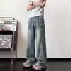 Calça Jeans Scythe Lavada para Homens, Nova Calça Masculina Estilo Americano Outono 2026, Calça de Perna Larga Reta Solta da Moda