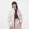 Jaqueta nova de primavera e outono com gola alta color block para homens e mulheres, marca trendy ins, jaqueta dopamina estilosa e versátil para adolescentes